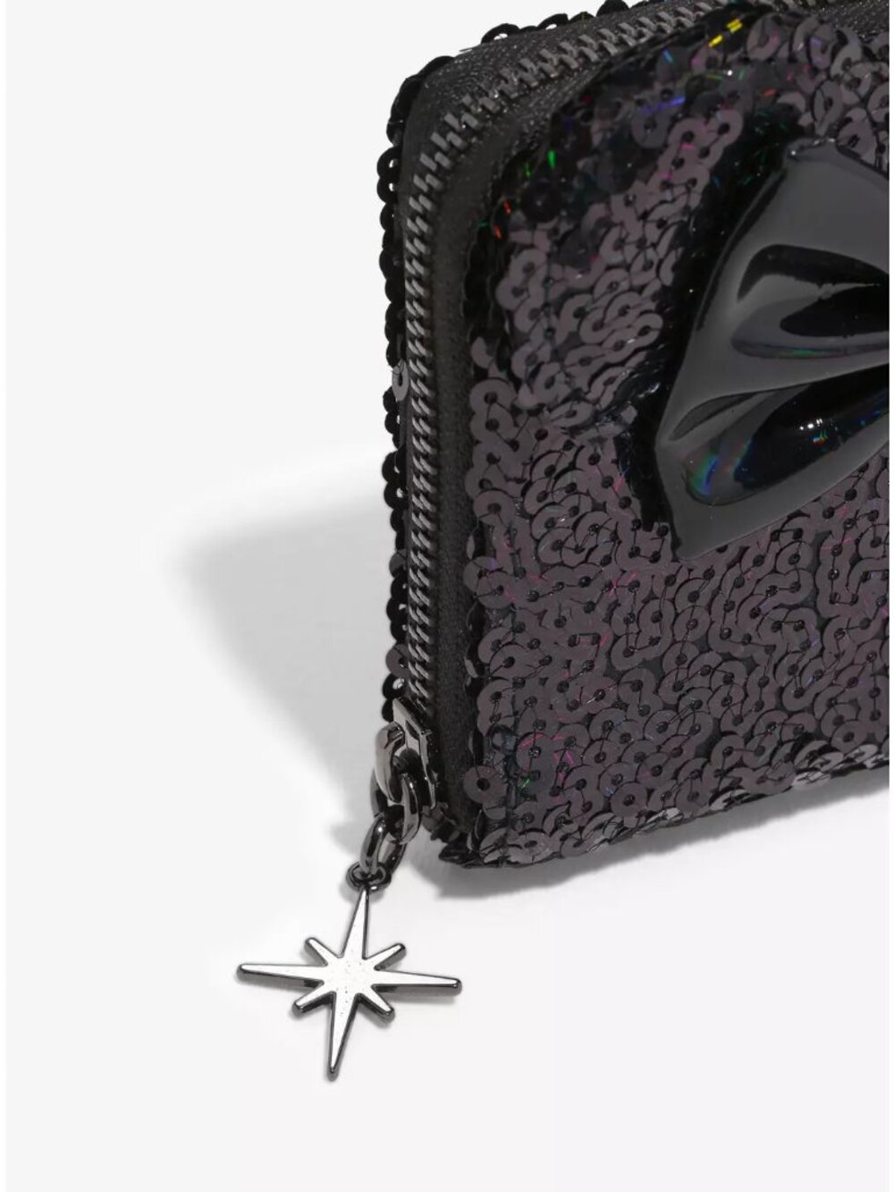 Loungefly Disney Minnie Mouse Holographic Sequin Wallet Black Zip Around New - Picture 4 of 5